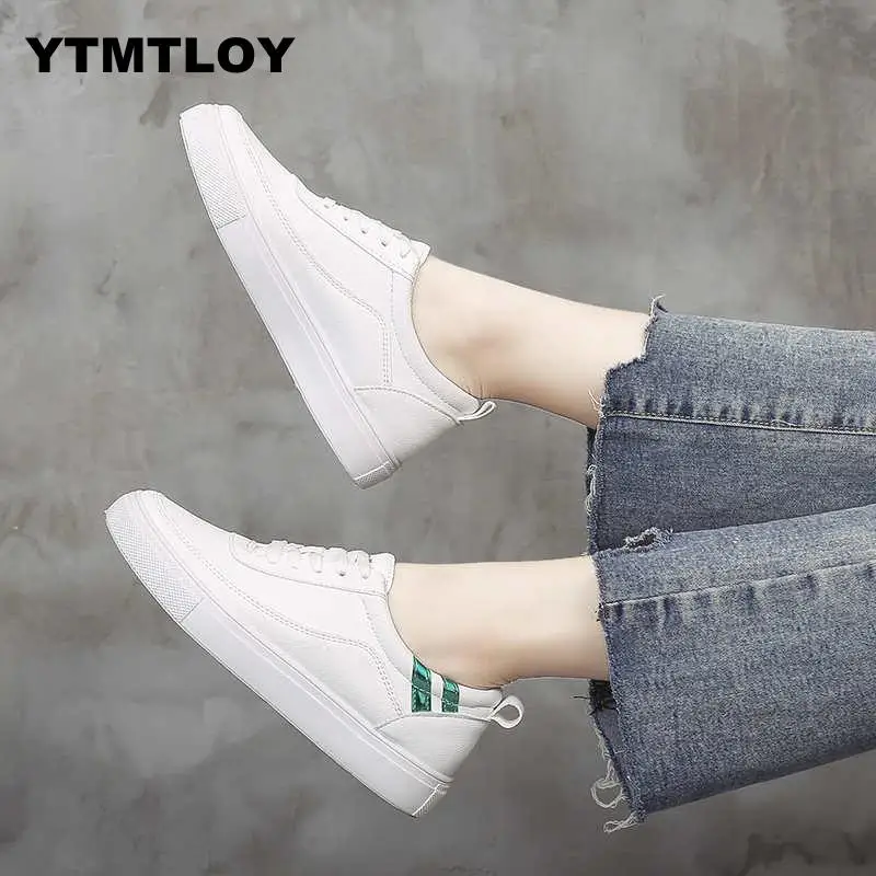 

HOT Women Sneakers Fashion Breathble Vulcanized Shoes Lace up white Casual Zapatos De Mujer Tenis Feminino Casual Green Sapatos