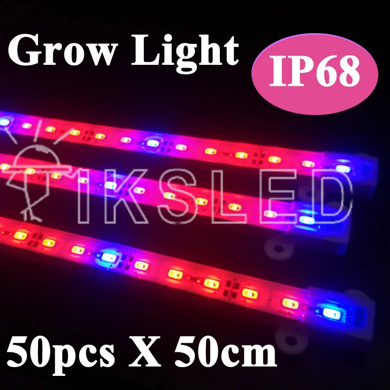 50 ซม.50 ชิ้น/ล็อตDC12V IP68 กันน้ำGrow Lightเรือนกระจกhydroponic Blue
