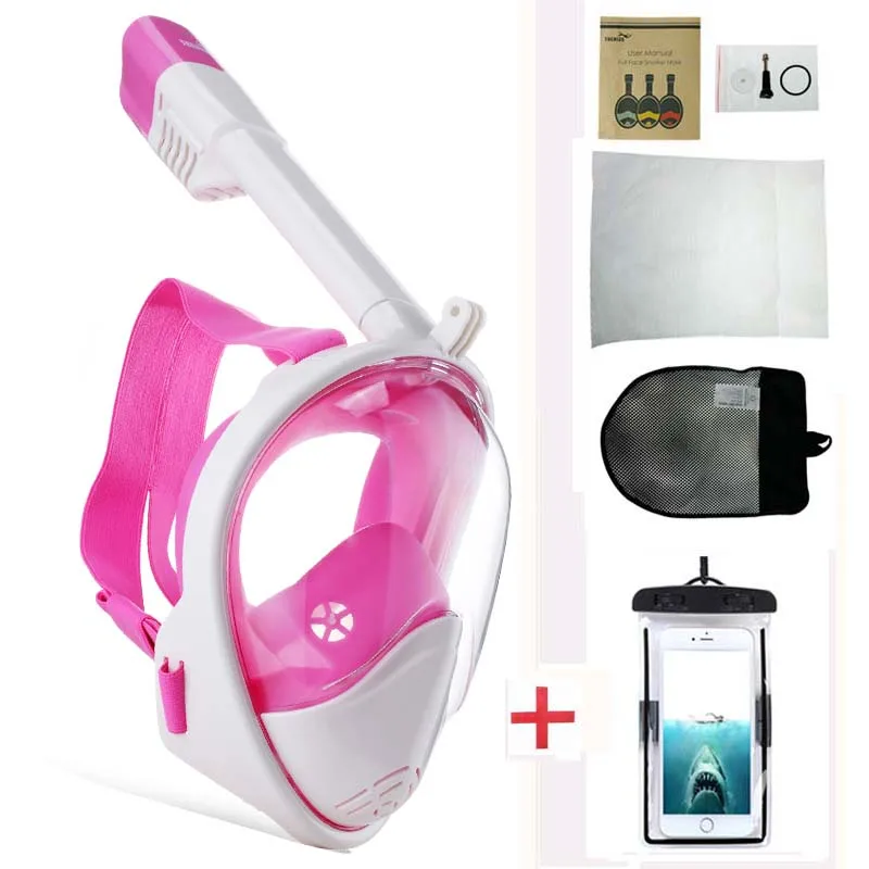 Маска для дайвинга, маска для подводного плавания, маски для охоты, противотуманные маски, набор для дайвинга, оборудование для подводного плавания - Цвет: Pink white L XL