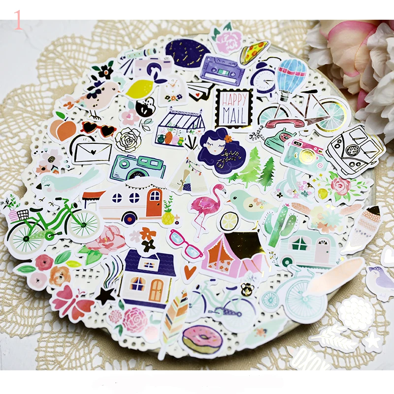 

ZFPARTY 66pcs Happy Mail Paper Cardstock Die Cut Stickers for Scrapbooking Happy Planner/Card Making/Journaling Project