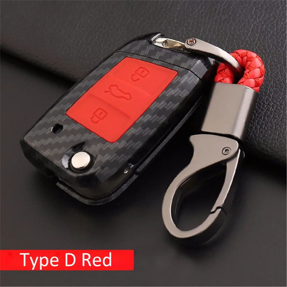 

4D Carbon Fiber Car Key Case Bag Cover For Volkswagen VW Golf 7 MK7 Tiguan Touran 2017 Skoda Octavia A7 RS Car Accessories