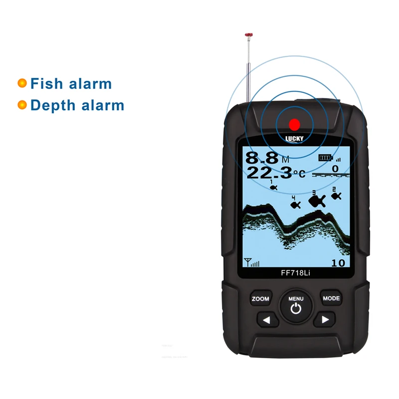  LUCKY FF718Li-W Portable Fish Finder Wireless 180m 90degree Sonar Fishfinder multi-language 45m Fis