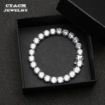 

1 Row Round CZ 8mm Tennis Bracelet Gold Silver Color Iced Out Tone 20cm Copper Bling Bling Cubic Zirconia Mens Hip Hop Jewelry