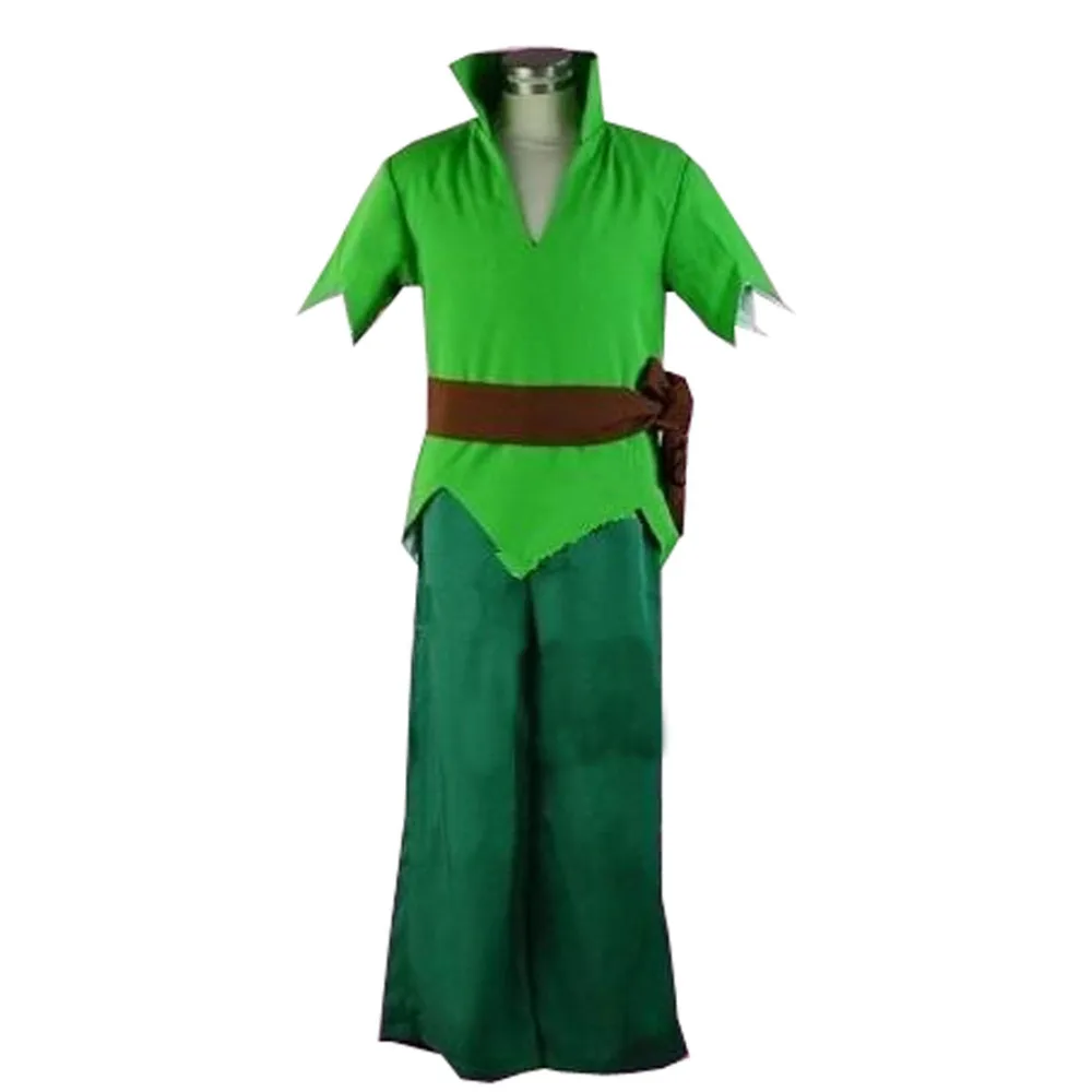 2017 Peter Pan Costume Green Fancy Dress Adult Men Halloween Cosplay