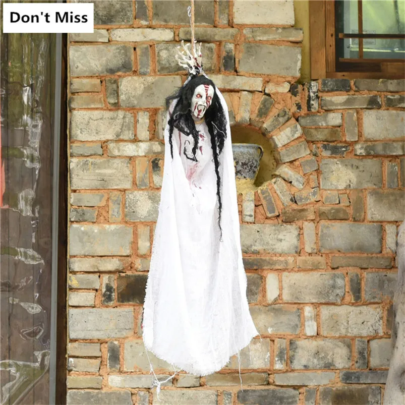 

Halloween Scare Hanging Witch Bloody Face Horror Sound for Halloween Party Tricky People Hangng Scare Toys Died People Vampire