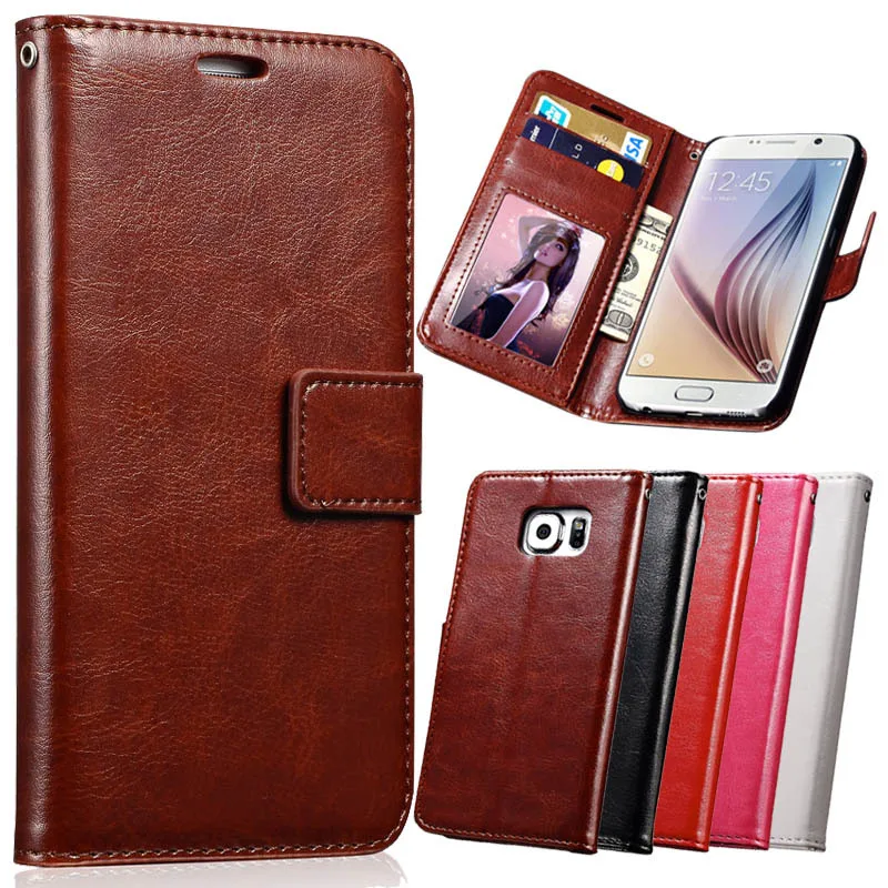 S6 /S6 Edge Luxury Wallet Leather Case For Samsung Galaxy S6 G9200 S6 Edge G9250 Stand Style Phone Bag Cover With Photo Slot
