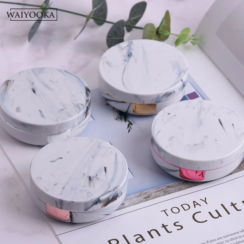 

Round Marble Contact Lens Case With Mirror women Colored Contact Lenses box eyes contact lens container Lovely Travel kit box