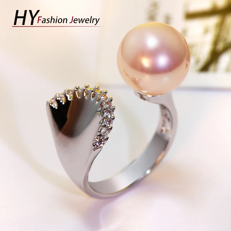 Buy Classic multicolor synthetic pearl rings round shell bead with Cubic