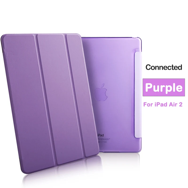 Для ipad Air 2 Чехол Ультра тонкий легкий смарт-чехол Подставка для Apple ipad 6 9,7 дюймов планшет с функцией автоматического сна/пробуждения - Цвет: purple Connected