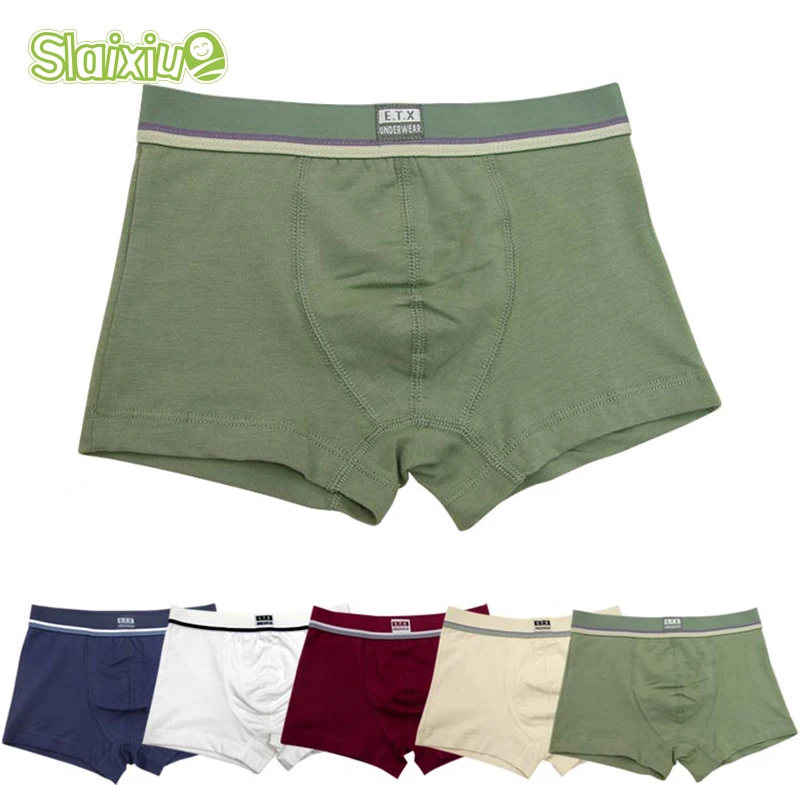5 Pcs/lot Soft Cotton Kids Underwear Comfortable Pure Color Baby Boys