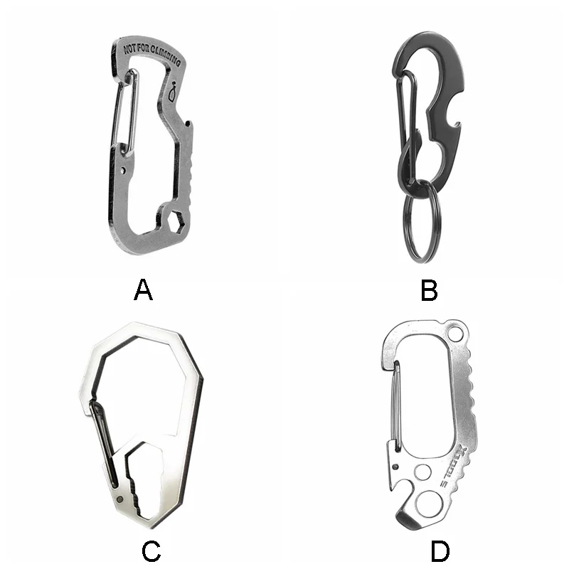 

Outdoor Stainless Steel Carabiner Opener Rope Hang Pulley Buckle Hexagon Wrench Para-Biner Pulley System Multifunction EDC Tools
