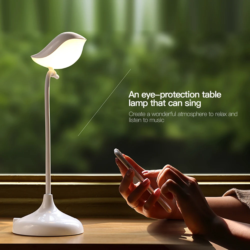 

Cartoon Bird Sensor Touch LED Desk Lamp 3 models Light Bluetooth Speaker Read Night Light for Children reading Christmas Gift