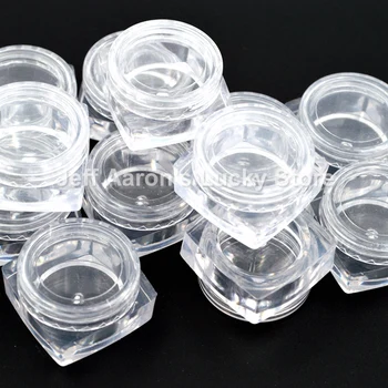 

12 Pieces Portable Plastic Clear Cosmetic Empty Jar Pot Box Makeup Nail Art Cosmetic Bead Storage Container Square Bottle
