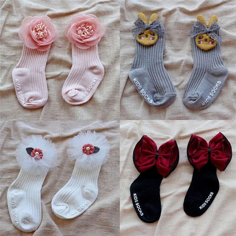 

Fashion Girls Kids Children School Lace Bow Ruffles Socks Cotton Frilly Short Socks Tuller Flowers Bunny Girl Socks 0-4Years