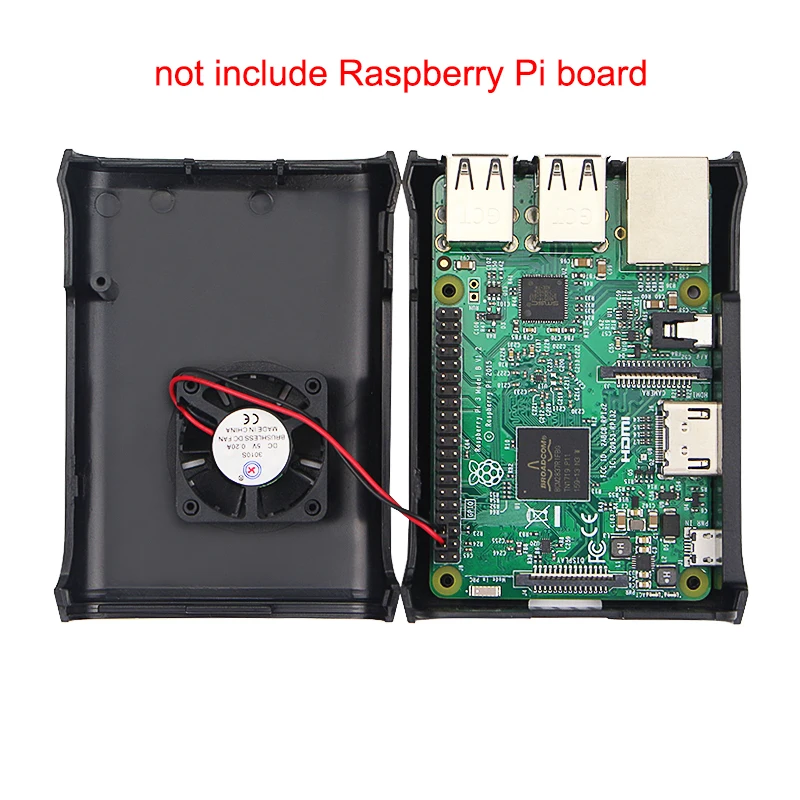 Raspberry Pi 3 Model B + (B Plus) чехол ABS пластик коробка черный, белый цвет прозрачный в виде ракушки Вентилятор охлаждения совместимый для Raspberry Pi 3