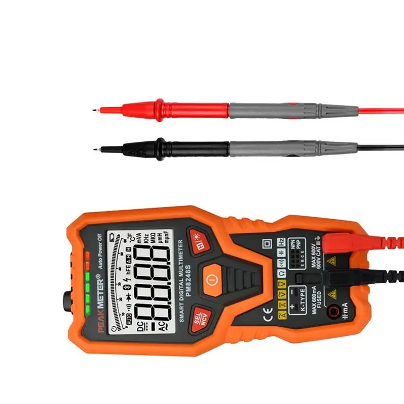 Высокоточный смарт-трекер цифровой мультиметр с автоматическим переключением диапазонов Ампер Измеритель температуры напряжение тестер частоты с светодиодный и держателем