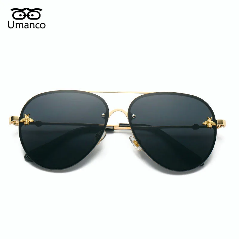 Umanco Unique Bee Charm Square Sunglasses For Women Oversized Gradient  Eyewear Lady Vintage Gold Metal Travel Beach Goggle UV400 - AliExpress