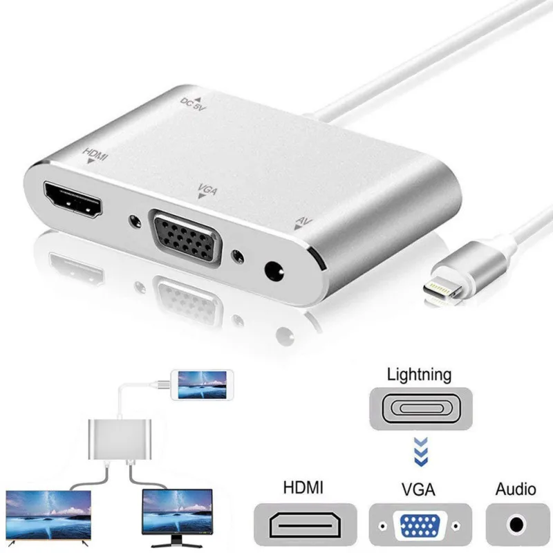 Универсальный конвертер для Lightning-HDMI vga-разъем аудио кабель-переходник для телевизора для iPhone X iPhone 8 7 7 Plus 6 6 S для iPad серии N