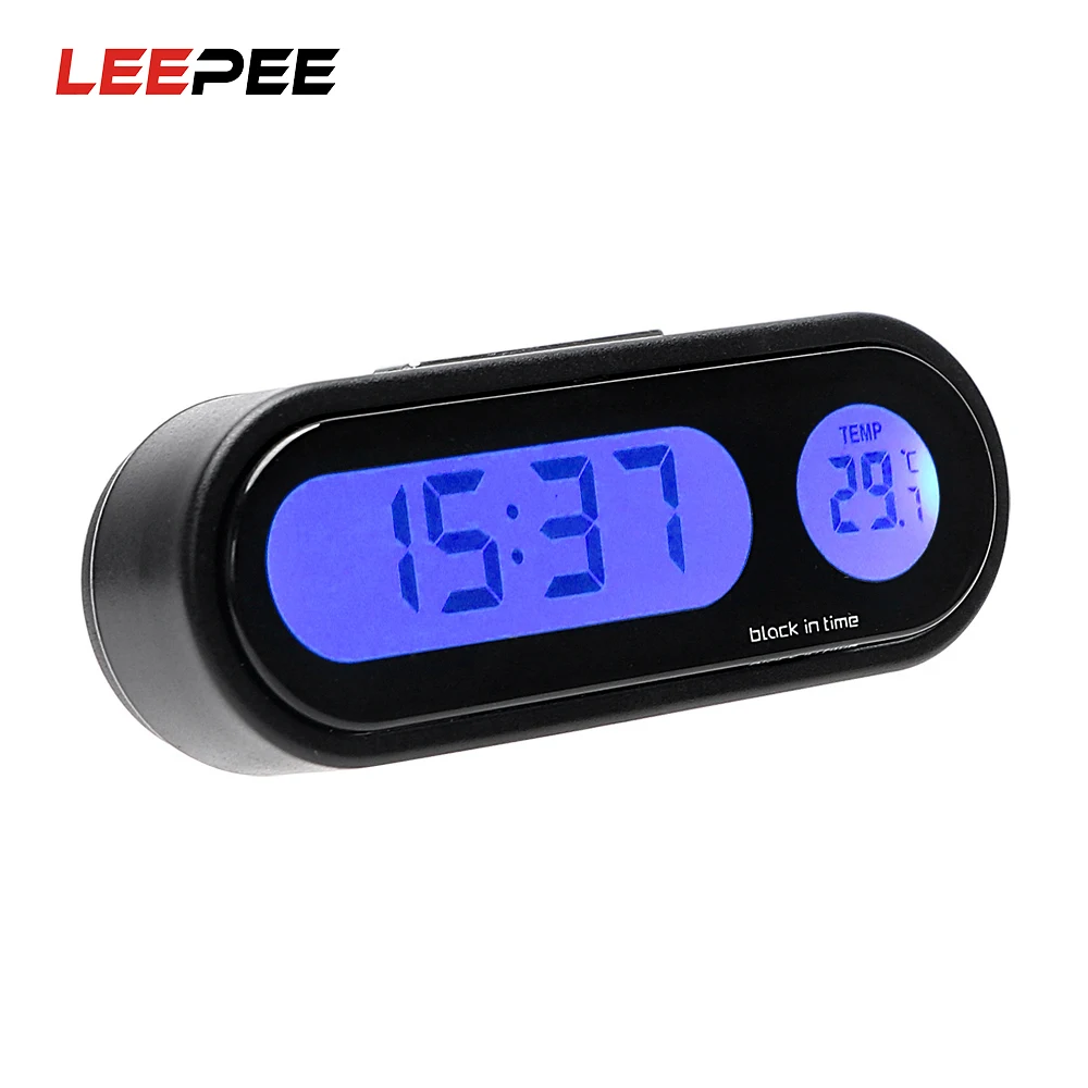 LEEPEE Mini 2 In 1 Digital Clock Ornaments Thermometer Blue Light Car Decoration Automobiles Decor Interior Accessories LEEPEE Mini 2 In 1 Digital Clock Ornaments Thermometer Blue Light Car Decoration Automobiles Decor Interior Accessories