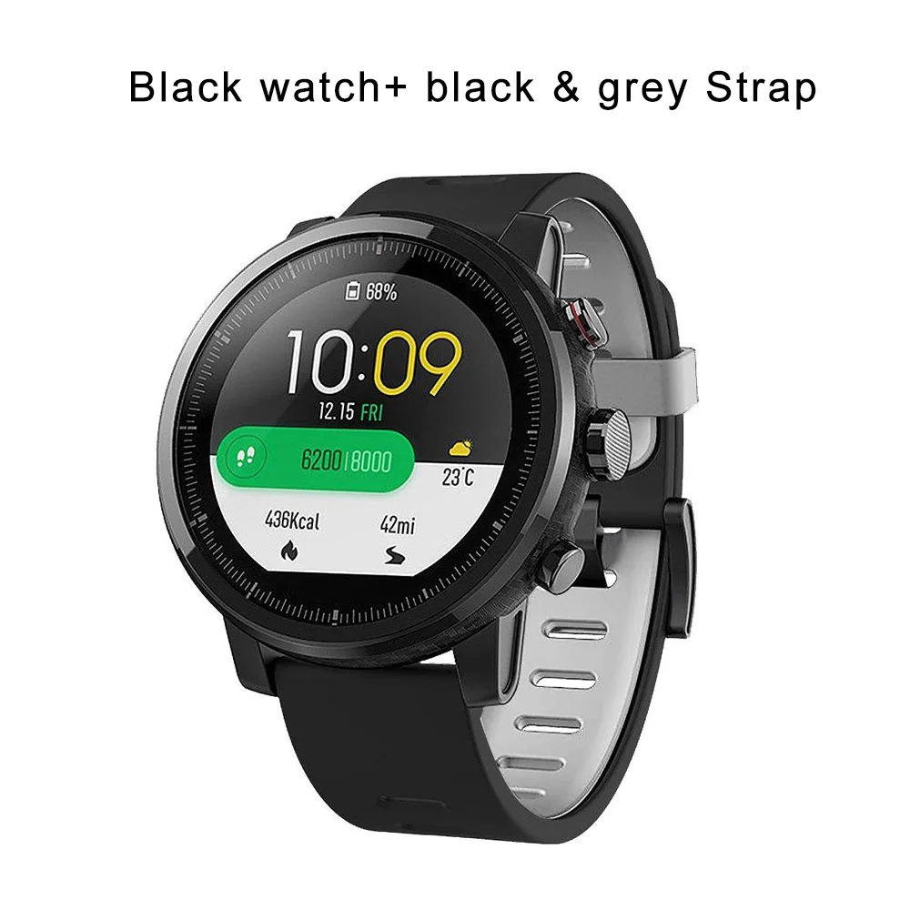 Новые умные спортивные часы Huami Amazfit Stratos 2 gps 5ATM 2.5D экран gps плавательные умные часы для Strava IOS глобальная версия - Цвет: N black grey Strap