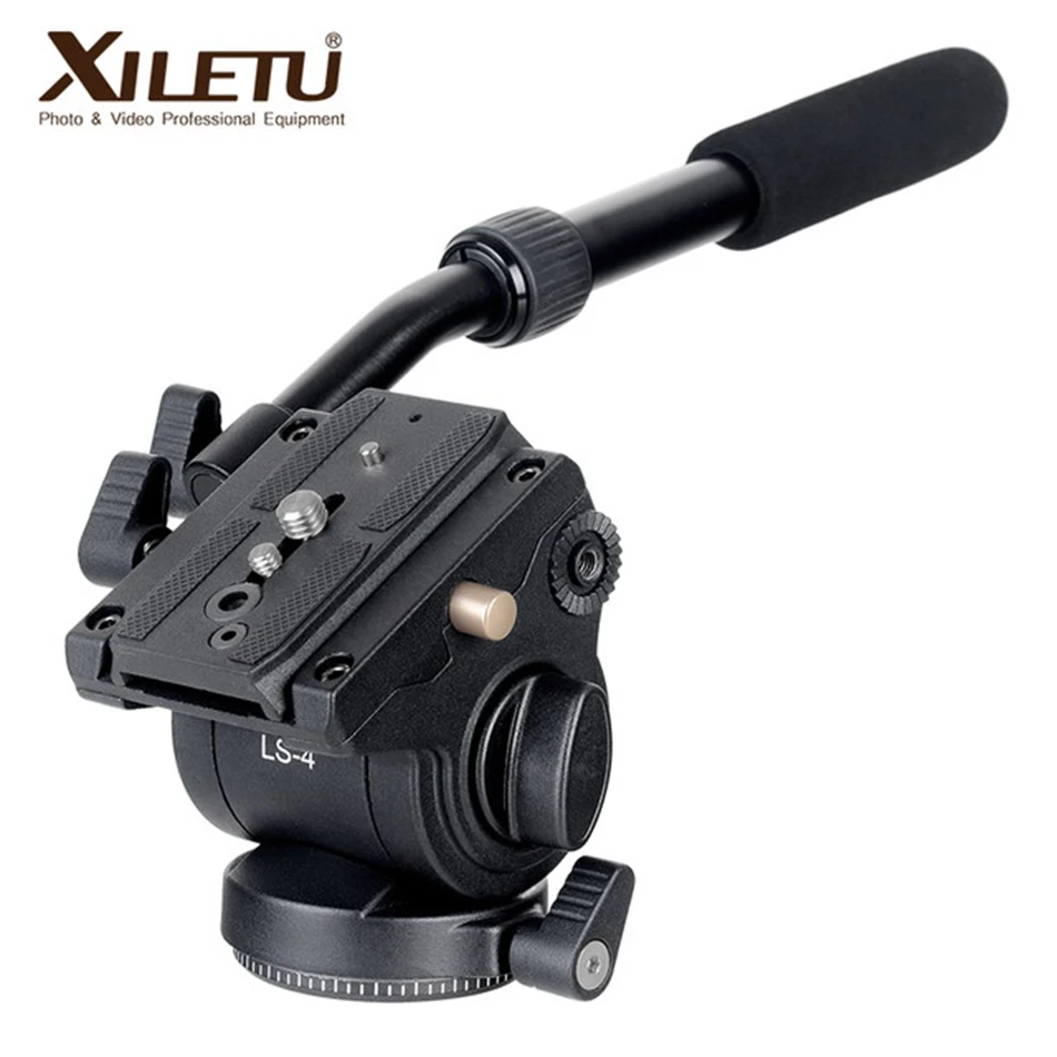 

XILETU LS-4 Tripod Head Quick Release Plate Handgrip Video Photography Fluid Drag Hydraulic For ARCA-SWISS Manfrotto DSLR Camera