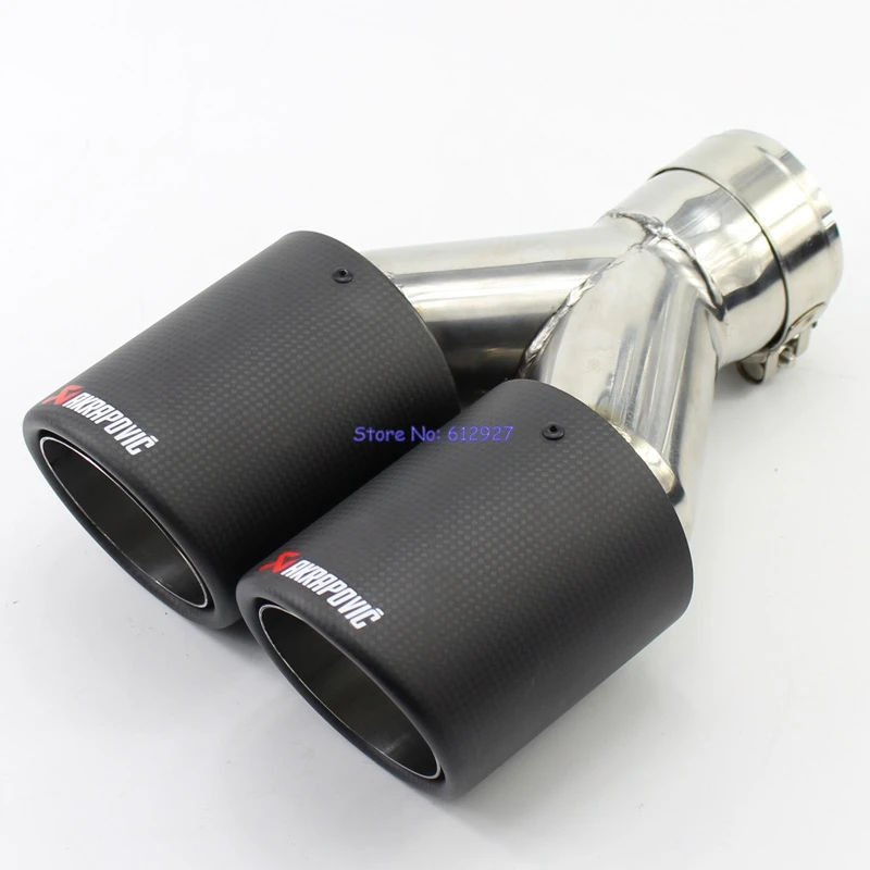 

1PC: ID 51mm 54mm 57mm 60mm 63mm Outlet 89mm 101mm Carbon Fiber Akrapovic Exhaust Tip Dual Tips End Pipe Universal for Car
