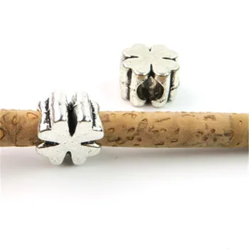 

20 Pcs for 5mm round leather Antique Silver Clover bead jewelry supplies jewelry finding D-5-5-19