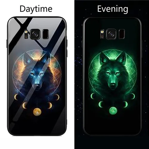Марвел Капитан Америка светящийся стеклянный чехол для телефона для samsung Galaxy Note 8 9 s8 s9 s10 Plus Мстители задняя крышка Fundas Coque - Цвет: Wolf