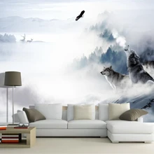 Beibehang пользовательские обои современный простой ТВ фон стены волк Тотем Снежная гора Лось украшение дома Фреска 3d обои