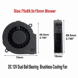 Шт. 20 шт. Gdstime два шарика воздуходувы вентилятор 75 мм x мм 15 мм 7515 DC 12 В в 2 булавки бесщеточный турбо центробежный вентилятор охлаждения 12