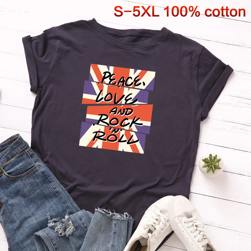 

SINGRAIN Harajuku Letter Tee Shirt Women Summer Cotton Large Basic Tops Casual Fashion Streetwear National Flag Print T-shirt