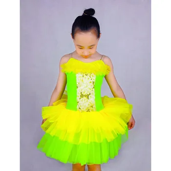 

2018 Ballet Dress For Children Leotard Justaucorps Child Dance Clothes Wedding Dress Tulle Princess Summer Performance Costumes