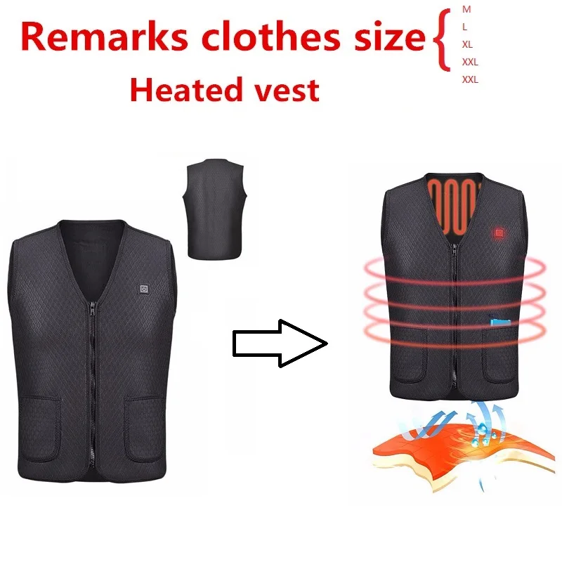 

Hot Heated Vest !! M-3XL Size Winter Heating Vest Black Electric USB Heated Warm Vest for Unisex Outdoor Keeping Warm Vest Tool