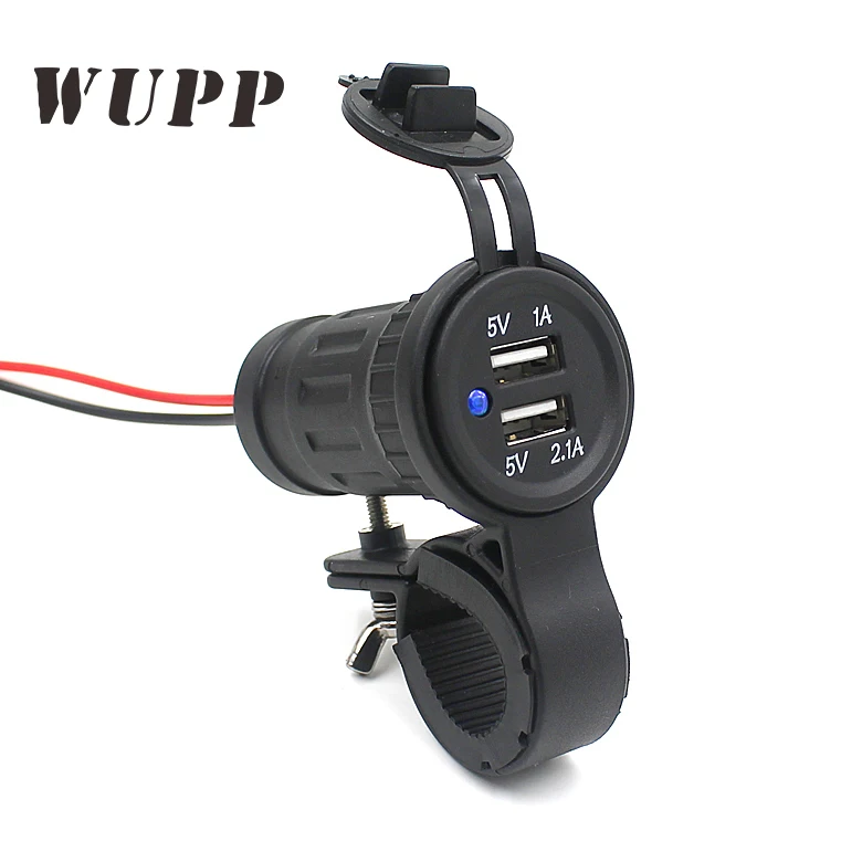 WUPP 5V 3.1A Motorcycle Handlebar Dual Usb Charger With Led Indicator