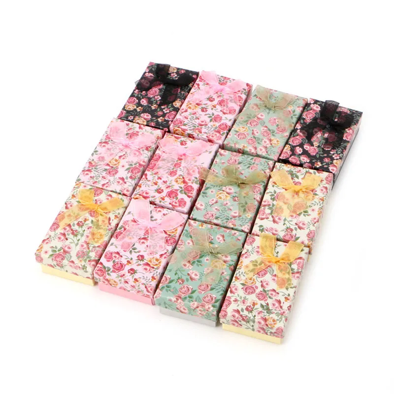 

Earrings box Jewelry Carring Cases for Beauty Bowknot Display Gift Box Cardboard Case For Ring Earring Necklace Jewelry