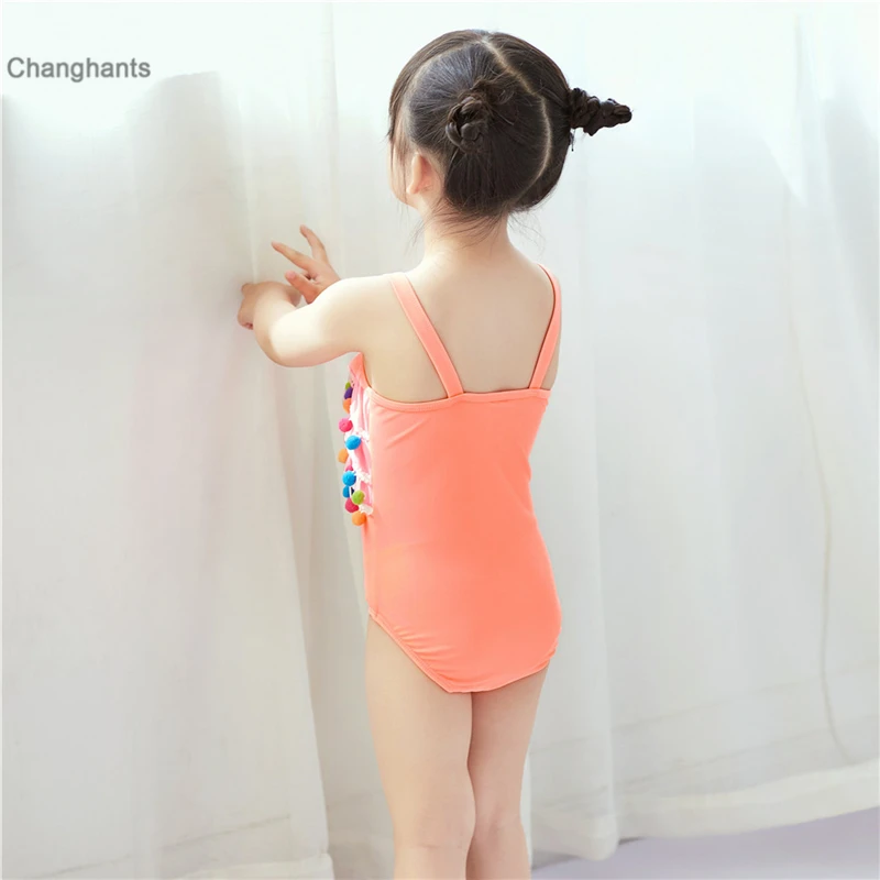 Новые модели, Цельный купальник для маленьких девочек 1-10 лет, детский купальный костюм на бретельках, оранжевый купальный костюм для девочек, одежда для бассейна для маленьких девочек