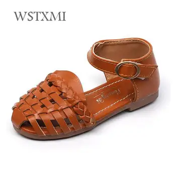 

Summer Girls Gladiator Sandals for Baby Toddler Leather Beach Kids Rome Shoes With Sweet Princess Soft Weave Shoes for Children