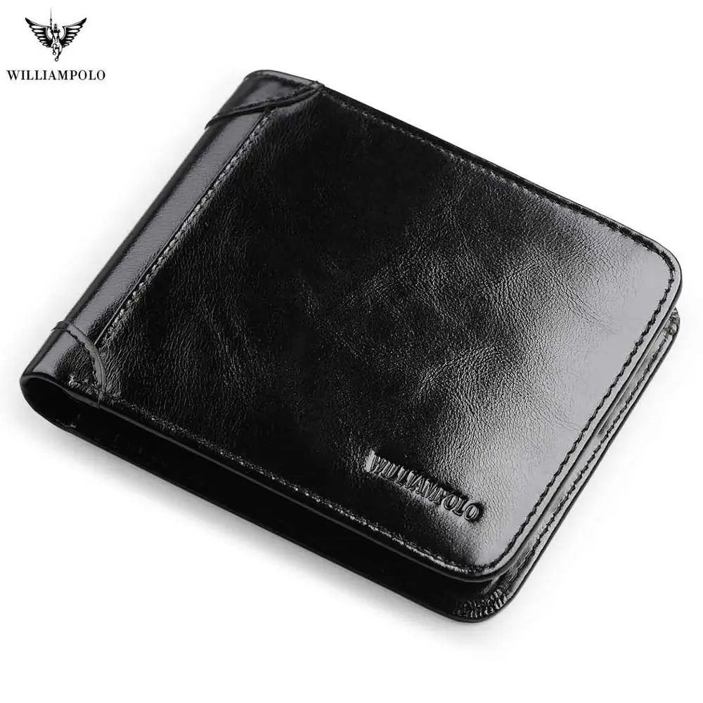 WilliamPOLO Brand Men's Wallet Luxury Designer Vintage Classic Top Quality  Leather Card Holder Purse Zipper Long Wallet For Men