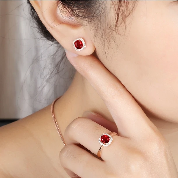 Luxurious 1 09ct Real Natural Myanmar Red Ruby Stud Earrings 18k Luxurious 1 09ct Real Natural Myanmar Red Ruby Stud Earrings 18k Rose Gold Lady Free Shipping By Dhl Fedex Ems Ups Tnt In From