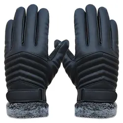 Мужские Нескользящие термальные зимние спортивные кожаные перчатки тактильные демонстрационные перчатки