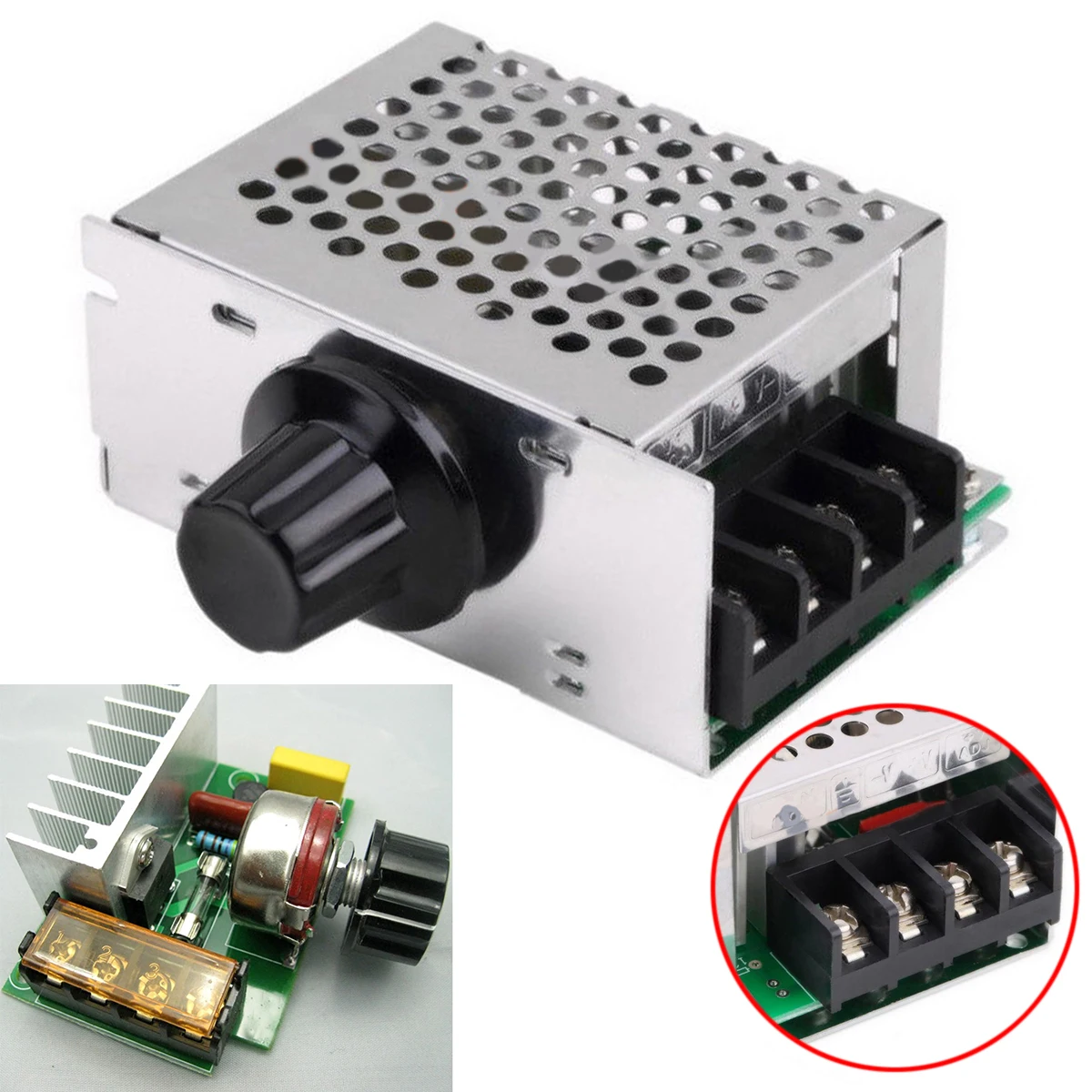 1pc Motor Speed Controller 0-220VAC Adjustable Thyristor Voltage Regulator 4000W