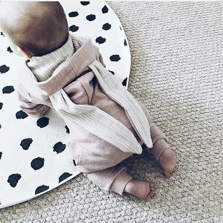 Комбинезон в виде ушей кролика для детей 0-18 месяцев, милая хлопковая одежда для младенцев и детей, мягкий высококачественный зимний комбинезон для новорожденных