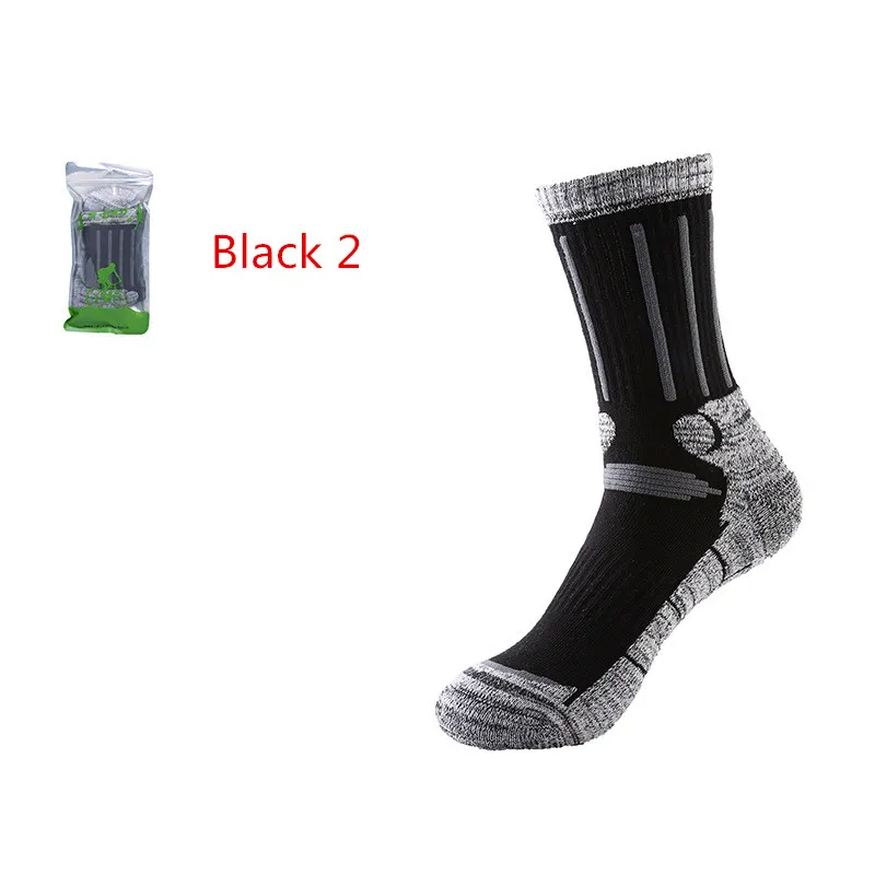 Зимние Брендовые мужские повседневные носки быстросохнущие для трекинга, альпинизма снаружи носки из шерсти мериноса для ЕС 35-44 Прямая мода - Цвет: black 2
