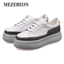 MEZEREON/Женская обувь на платформе; женская обувь на плоской подошве со шнуровкой; Повседневная обувь из натуральной кожи; модная обувь на толстой мягкой подошве; женские лоферы; сезон весна-осень