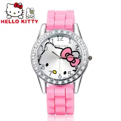 Часы Hello Kitty со стразами детские наручные часы с мультяшками детские часы для девочек желе силиконовые детские часы reloj enfant