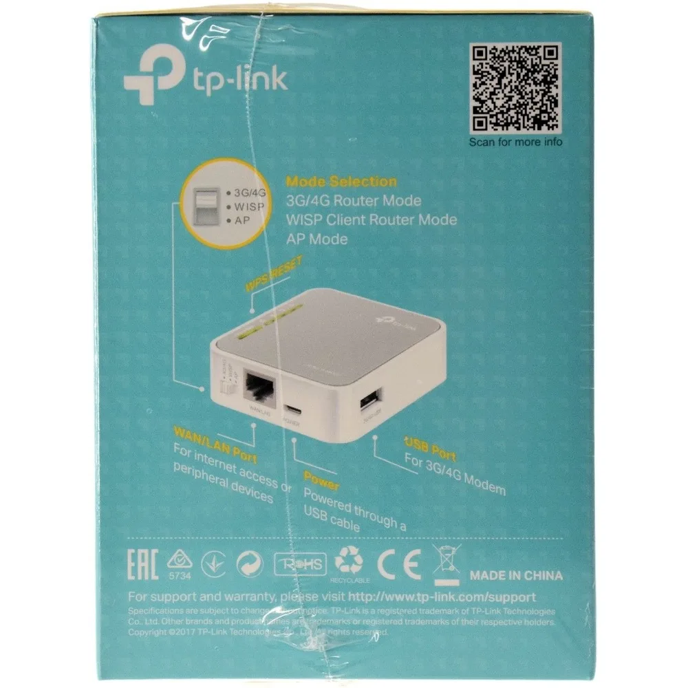 TP-LINK TL-MR3020 150 Мбит/с Портативный 3G/4G беспроводной Wi-Fi ретранслятор маршрутизатор с USB питание английская прошивка