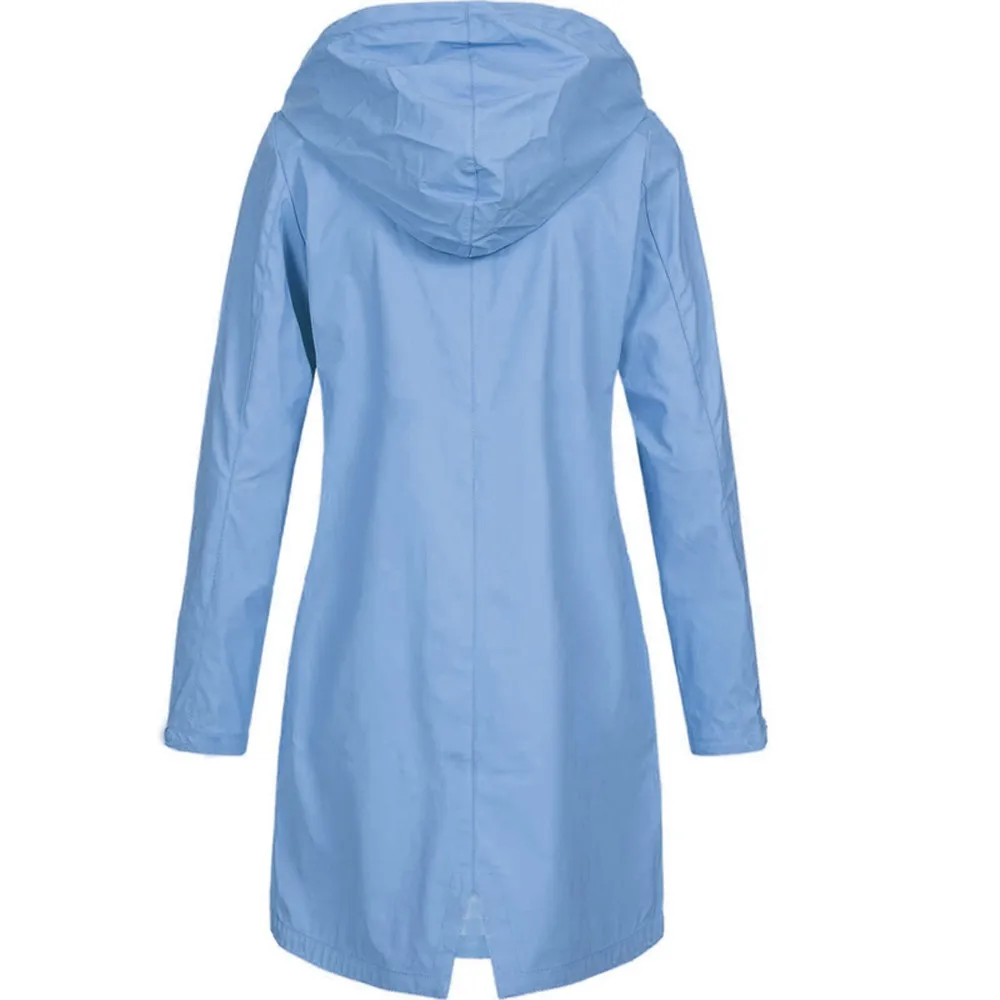 Женская однотонная дождевая куртка худи для улицы водонепроницаемое длинное пальто ветрозащитное хлопковое однотонное длинное пальто больших размеров Harajuku# by