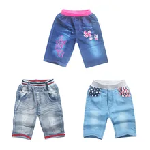 JOJO siwa/джинсовые шорты для девочек с рисунком Ангела из мультфильма; детские джинсы с флагом и звездами для девочек; укороченные штаны; летние детские брюки; детская одежда