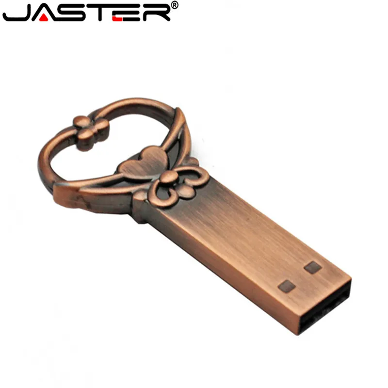 JASTER металлический медный usb флеш-накопитель в форме сердца, флеш-накопитель с сердечками, 4 ГБ, 8 ГБ, 16 ГБ, 32 ГБ, 64 ГБ, свадебный подарок, u-диск