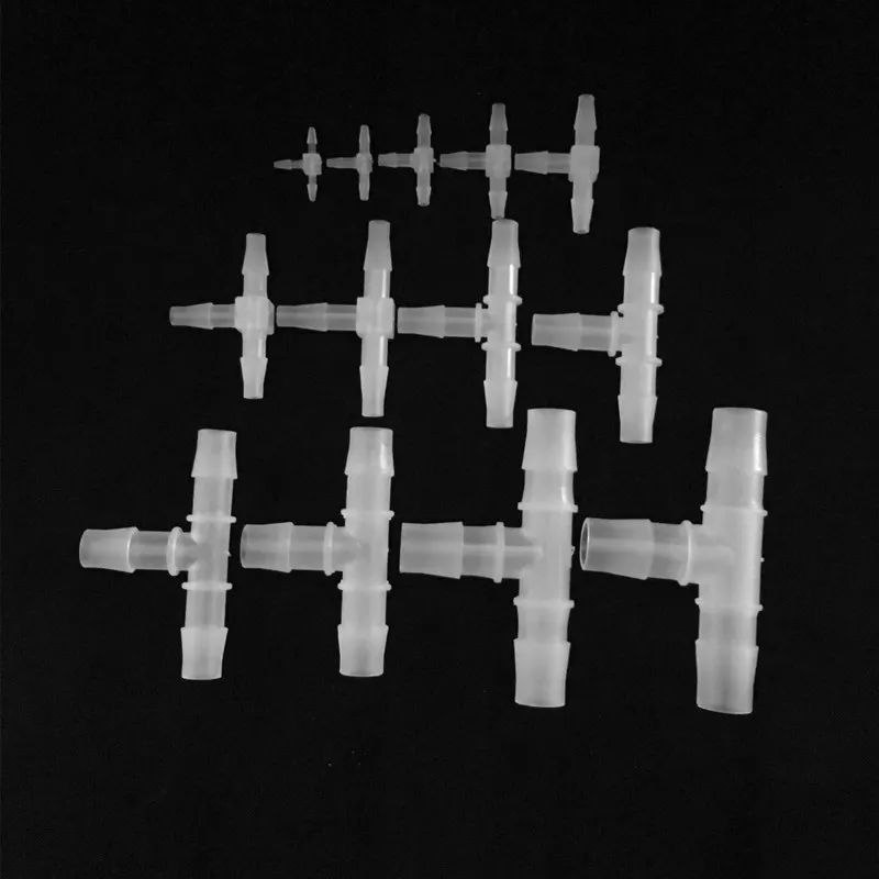 

4pcs 1.6mm-15.8mm PP Plastic Equal Tee Connector For Soft Hose Joint Adapter